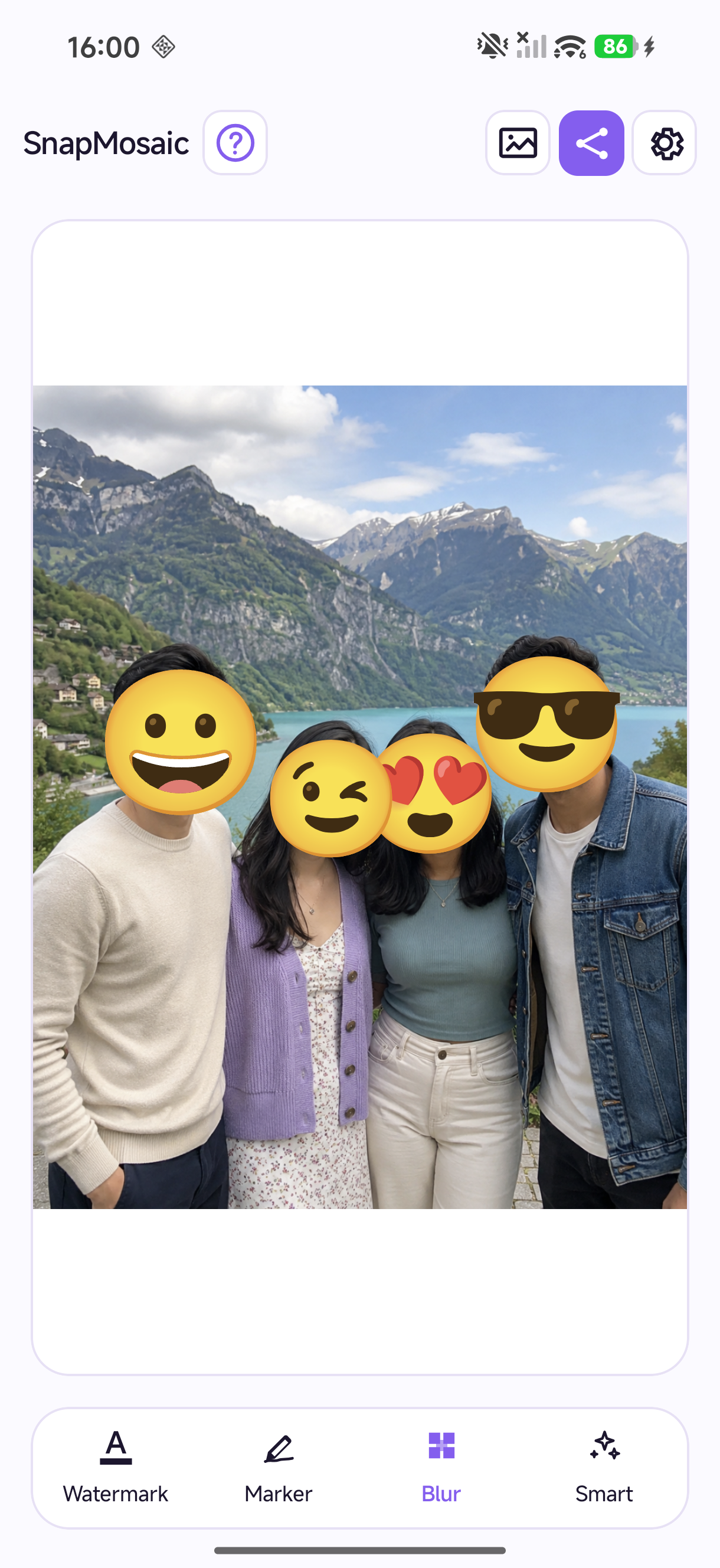 Hide faces. Keep the smiles.